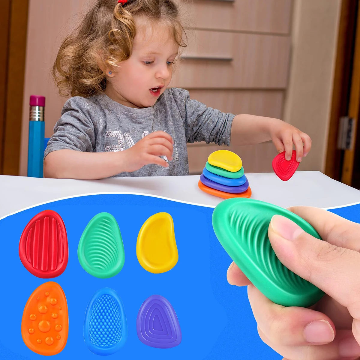 Tira sensorial de silicona para niños, juguete sensorial para autismo, descompresión, calmante, antiestrés, escritorio, alivio de la ansiedad