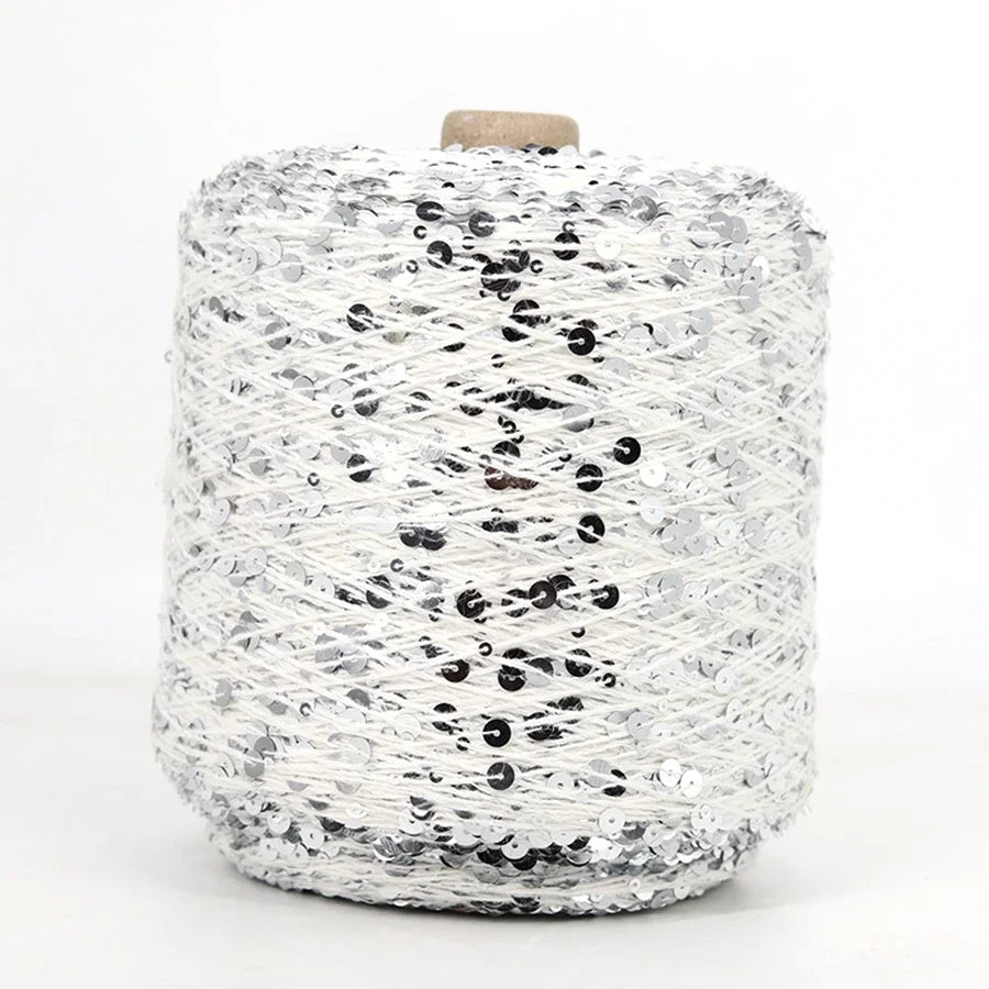 Cooamuu-Hilo de lentejuelas de algodón de lujo, hilo para tejer a mano, 500G/bobina, 3MM + 6MM, accesorios de lentejuelas