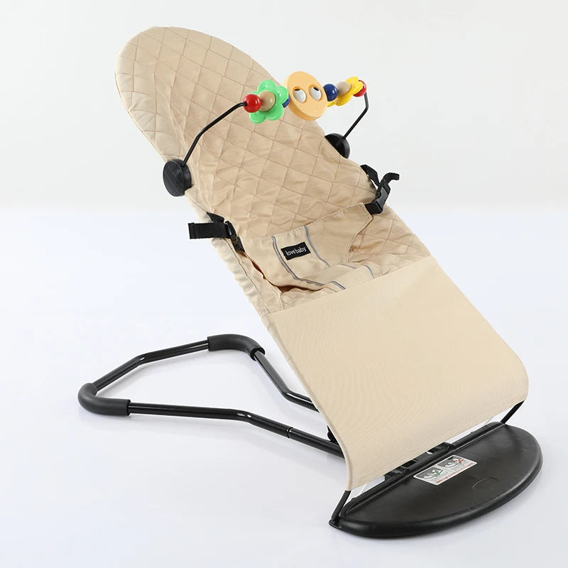 Mecedora plegable para bebé con juguetes, asiento ajustable para bebé con cubierta de tela, columpio multifunción