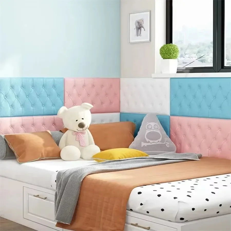 Papel Tapiz Autoadhesivo 3D, Almohadilla de Pared Anticolisión, para Dormitorio Infantil, Sala de Estar, Almohadilla de Espuma Suave, Decoración del Hogar
