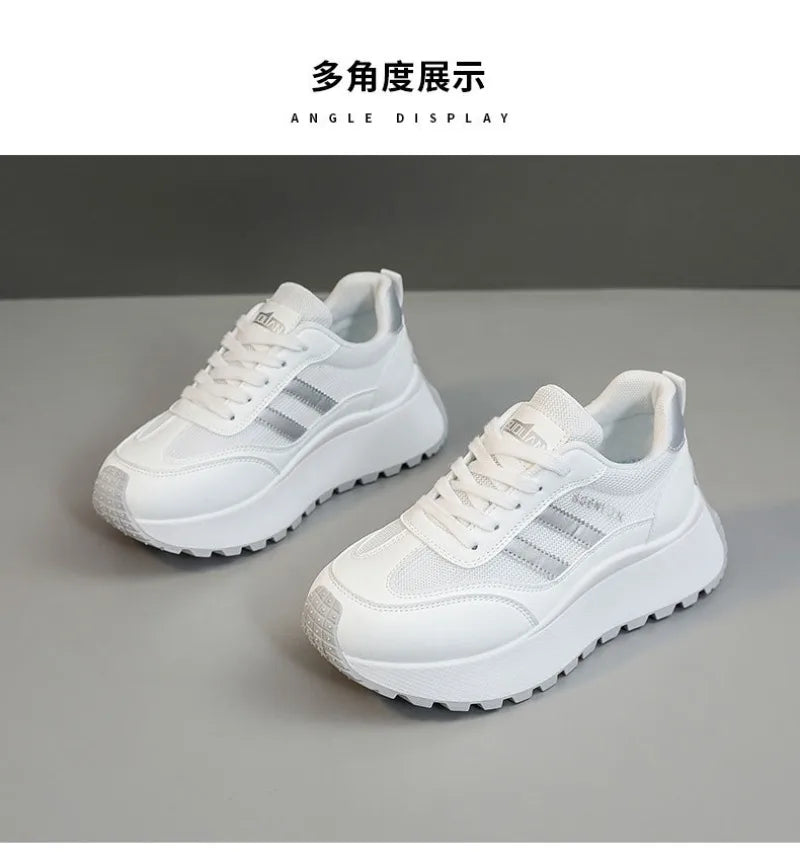 Zapatillas de deporte para mujer, calzado informal transpirable de malla, zapatos de tenis a la moda, zapatos de plataforma con aumento de altura para mujer, zapatos deportivos nuevos 2025