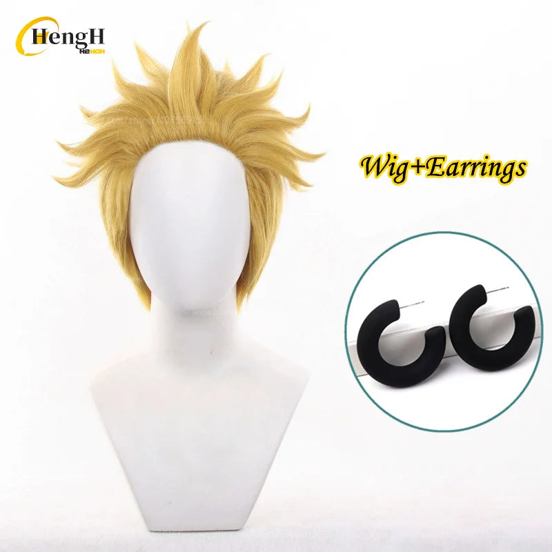 En stock Anime Zanka Guita Enji ‌   Pelucas de Cosplay Rudo Amo Li Glaze, pelo sintético resistente al calor, pelucas para fiesta de Halloween + gorro de peluca