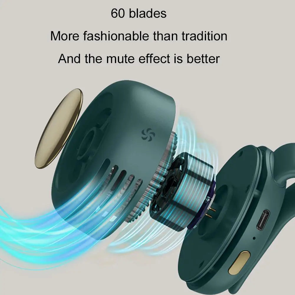Mini ventilador con clip para colgar en la cintura y el cuello, ventilador eléctrico de refrigeración por aire, ventilador USB sin aspas para acampar al aire libre, accesorios de pesca