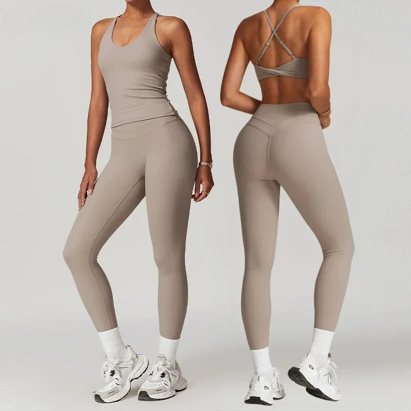 Ropa deportiva de 2 piezas para mujer, conjunto de Yoga, ropa de gimnasio, ropa deportiva, trajes de Yoga, conjunto de Fitness, chándales, Sujetador deportivo, mallas de cintura alta para gimnasio