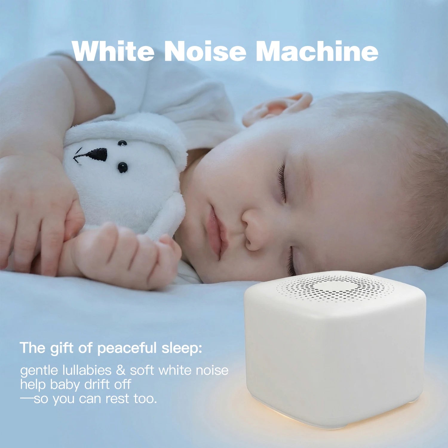 Máquina Portátil de Ruido Blanco para Bebés, Ayuda para Dormir y Calmante con 30 Sonidos Relajantes, Luz Nocturna y Temporizador, Artículos para Bebés, Regalo para Recién Nacidos