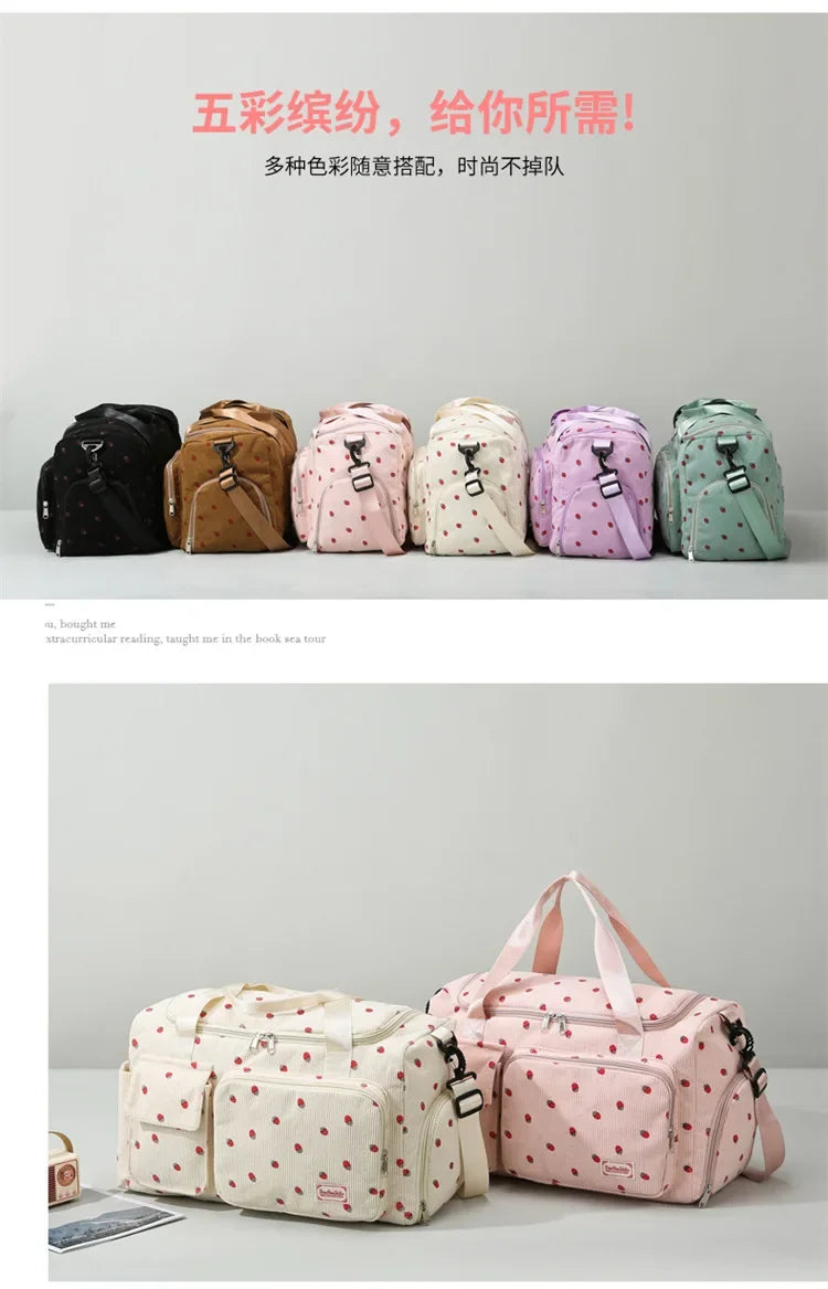 Bolsa de viaje de pana, bolsa de viaje de gran capacidad con compartimento para zapatos, bolsas deportivas para Fitness para mujer, bolsas de lona