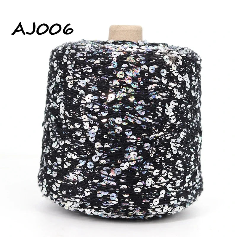 Cooamuu-Hilo de lentejuelas de algodón de lujo, hilo para tejer a mano, 500G/bobina, 3MM + 6MM, accesorios de lentejuelas