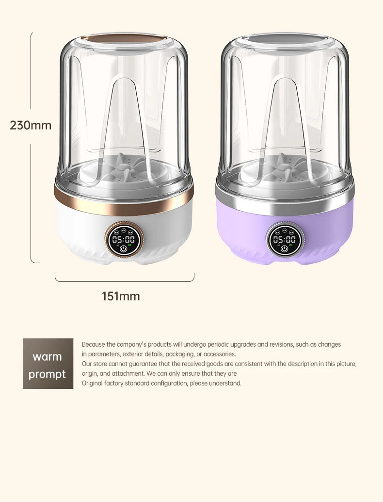 Lavadora Portátil Inalámbrica Mi 2L con Taza de Lavado Automática, Mini Lavadora Recargable Especial para Ropa de Bebé