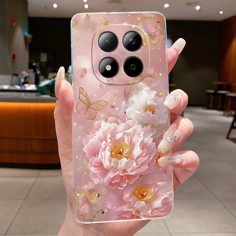 Funda para Teléfono Xiaomi Redmi Note 15 Pro 4G, Carcasa Protectora con Diseño de Lazo de Mariposa, Transparente, de Silicona TPU Suave