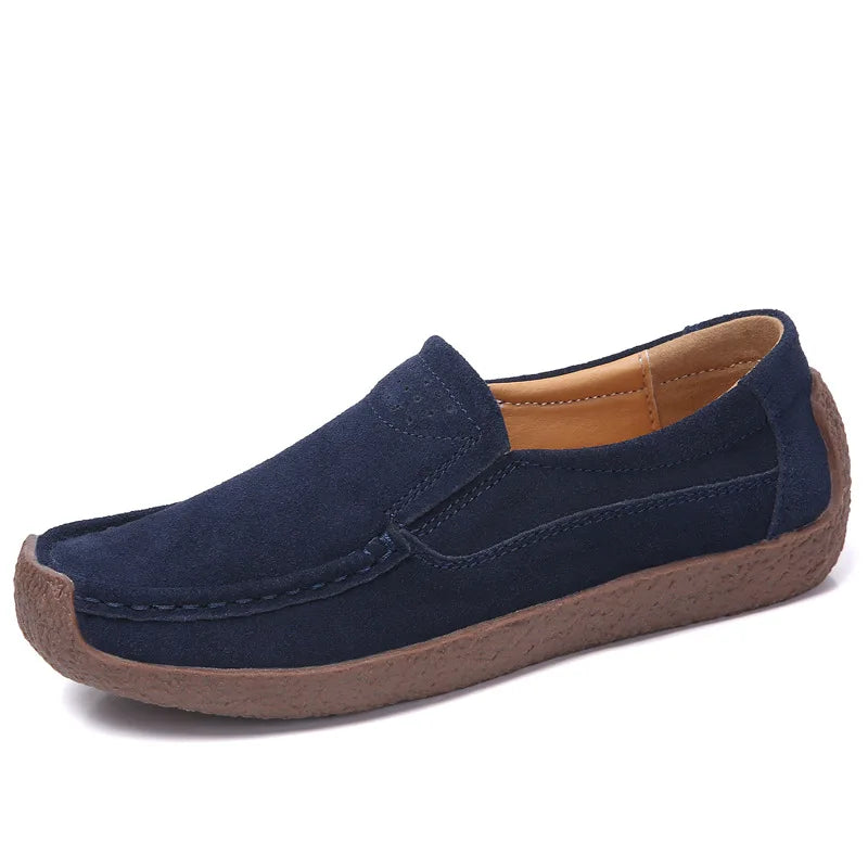 Zapatos informales De cuero genuino para Mujer, zapatillas De ocio, mocasines sin cordones De marca De lujo para Mujer, mocasines suaves para Mujer, Zapatos De Mujer