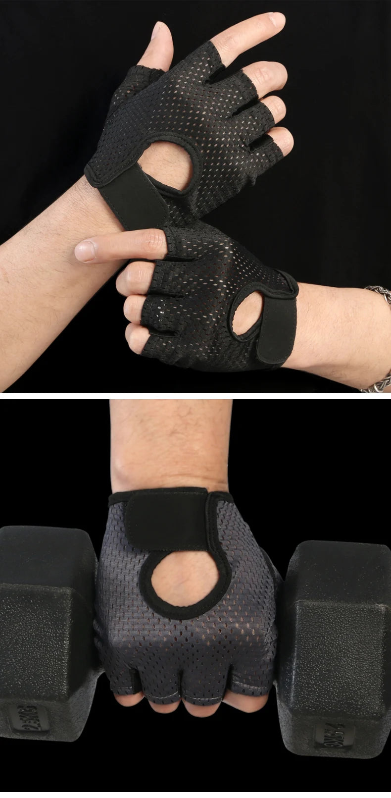 Guantes de levantamiento de pesas Protección completa de la palma, guantes de entrenamiento para gimnasio, ciclismo, ejercicio, transpirables, súper livianos para hombres y