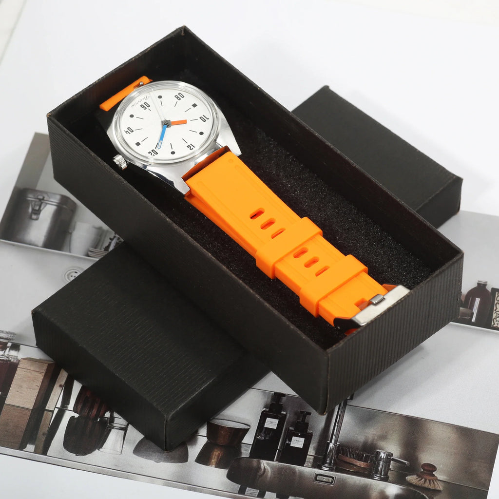 Un regalo pensado. Movimiento de cuerda manual de 36 mm. Reloj mecánico favorito de los hombres jóvenes con un diseño Bauhaus moderno.
