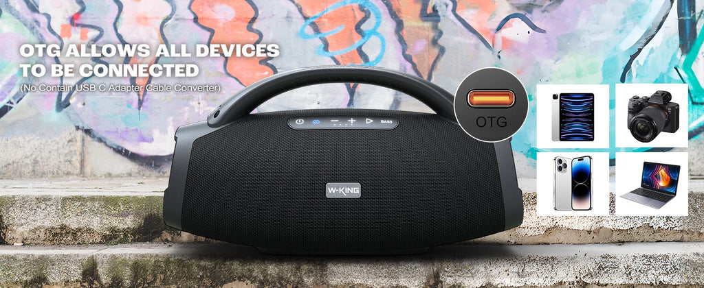 Altavoz Bluetooth W-KING X20 de 200W RMS, Gran Altavoz Portátil para Exteriores, 5 Unidades/3 Vías/Subwoofer de 7.5 Pulgadas/Aplicación Personalizada, Bajos Potentes/Entrada para Guitarra