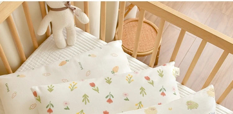 Almohada transpirable de algodón con dibujos animados para bebés y niños, almohada para recién nacidos, almohada para siesta para jardín de infantes, adecuada para uso diario, 30x50cm