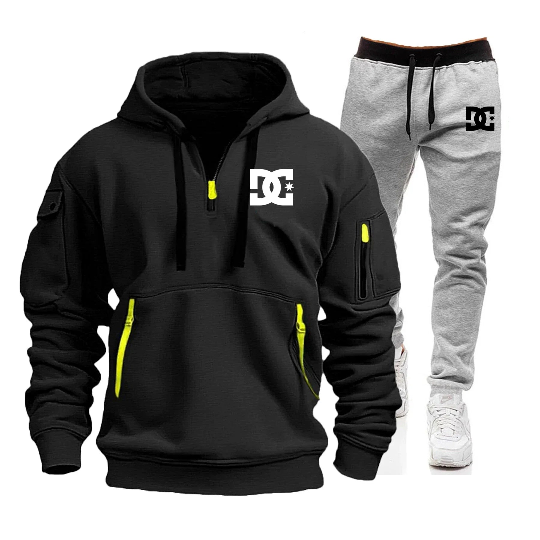 2025 Nuevo conjunto informal de otoño e invierno para hombre, sudadera con capucha y pantalones para correr para hombre al aire libre a la moda, conjunto de 2 piezas