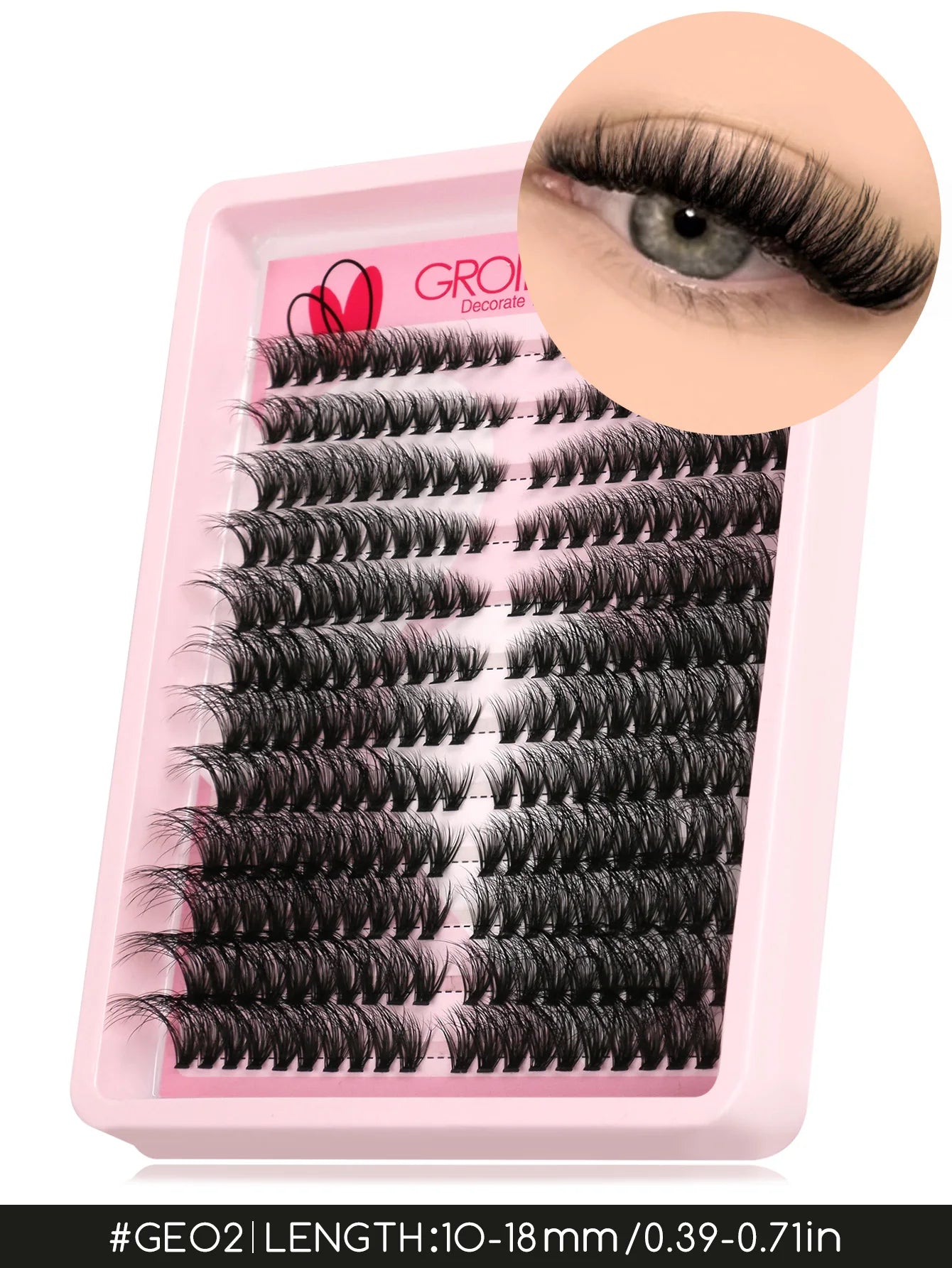 GROINNEYA grupos de pestañas pestañas de gato extensiones de pestañas individuales tenues volumen grupos esponjosos pestañas DIY maquillaje de pestañas