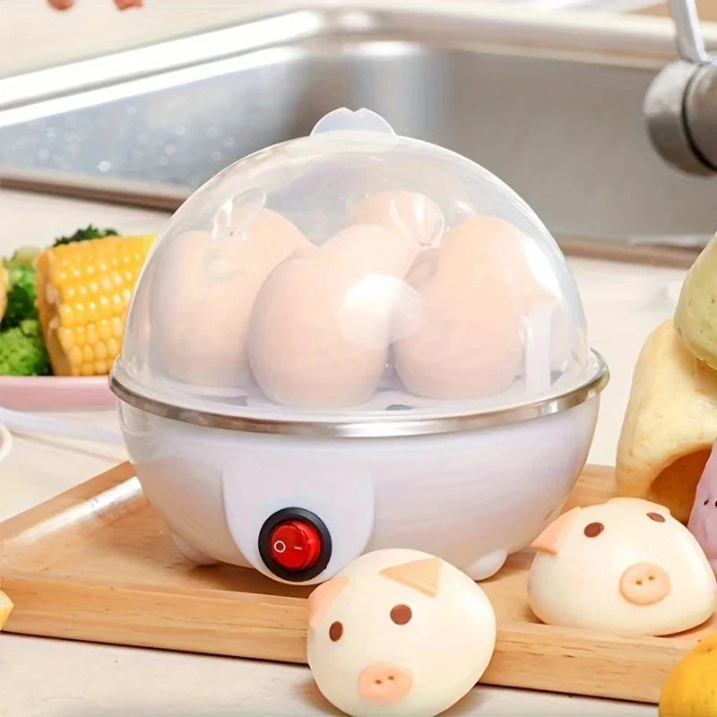 HOMEFISH Cocedor de Huevos Automático con Apagado Automático, para 7 Huevos, Multifuncional, para Huevos Cocidos al Vapor y Estofados, Máquina para Desayunos