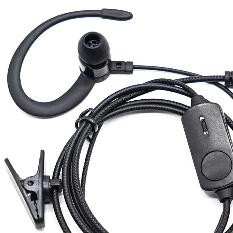 Auriculares con gancho para la oreja para walkie talkie BF760 BF996, micrófono con cable con enchufe K, auriculares de Radioaficionado bidireccional