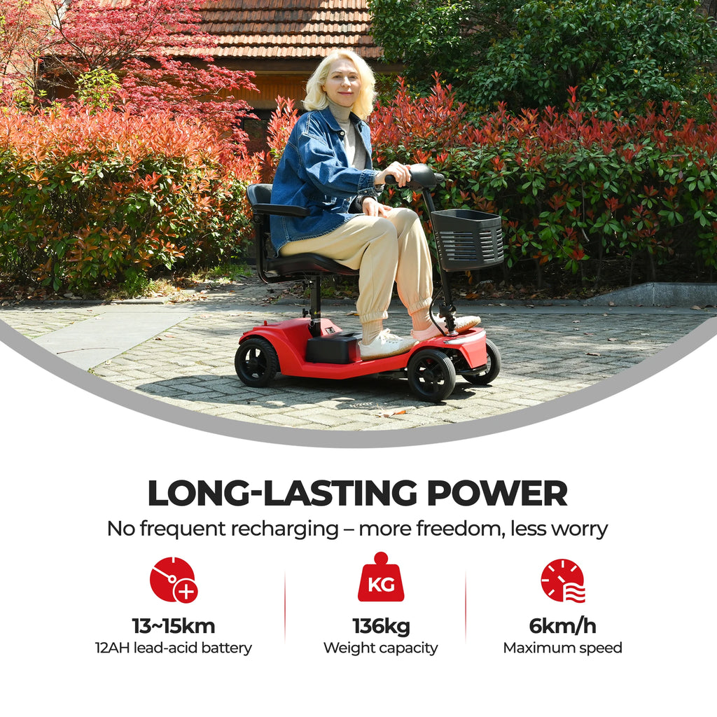 SWEETRICH S2 Scooter Eléctrico Plegable y Ajustable de Cuatro Ruedas y 250W con Freno Electromagnético para Personas Mayores y con Discapacidad