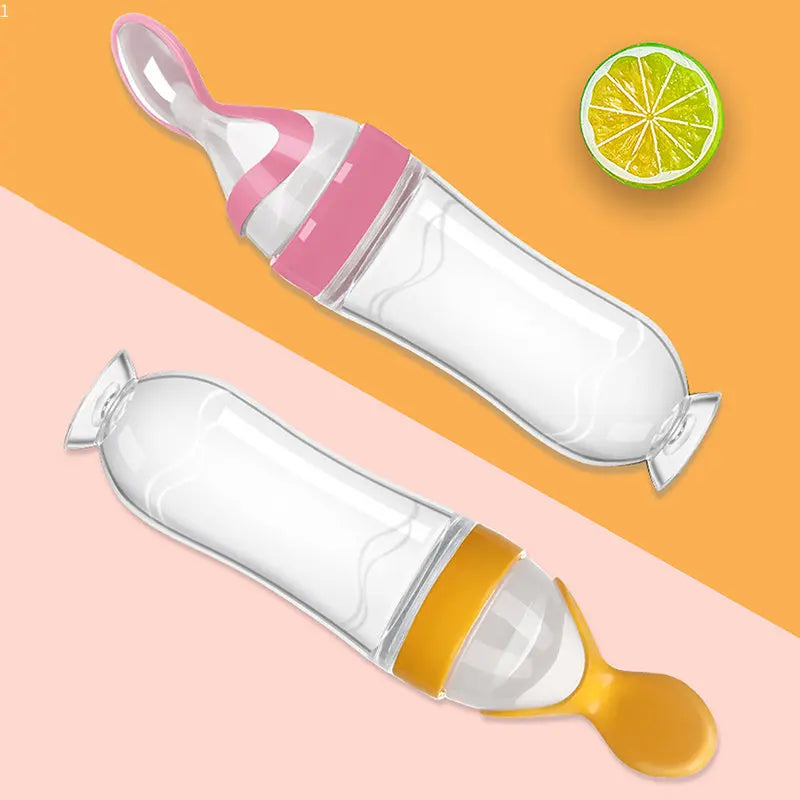Biberón exprimidor de silicona para bebé, cuchara de entrenamiento para recién nacido, alimentador de suplemento alimenticio de cereales infantil, vajilla segura Bbay