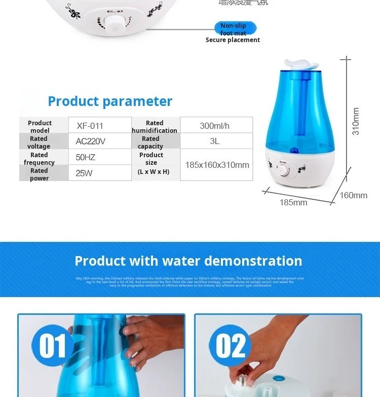 Humidificador de dormitorio para el hogar, difusor hidratante atomizador de gran volumen de niebla con doble pulverización, Mini purificador de aire aromático ultrasónico