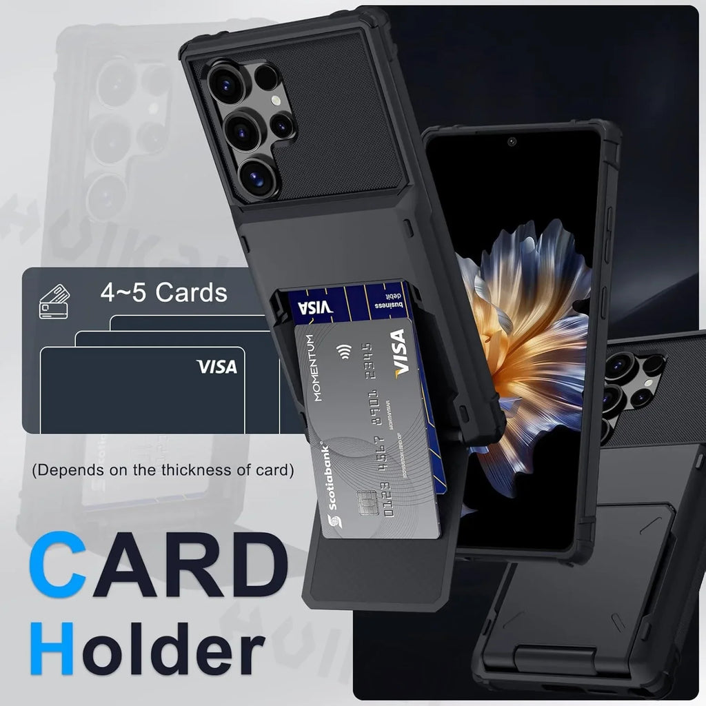 Funda con Tarjetero para Samsung Galaxy S26 Ultra S25 S24 S23 S25 FE A17 A56 A37, Funda Protectora Resistente con Ranura Oculta para Tarjetas