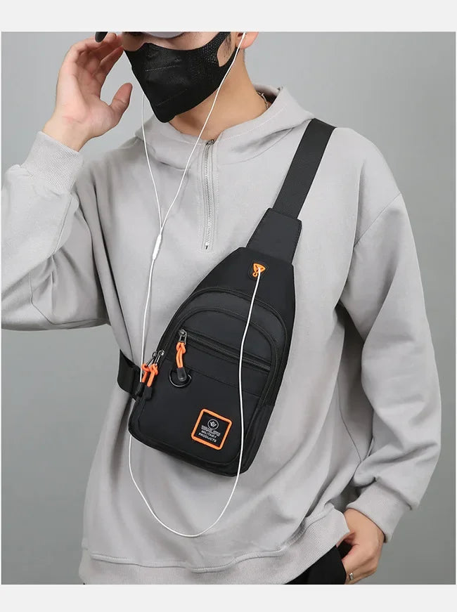 Riñoneras informales con estilo para hombre, bolso de pecho para hombre, bolso de pecho a la moda, bolso de hombro tipo bandolera de tela Oxford ligero