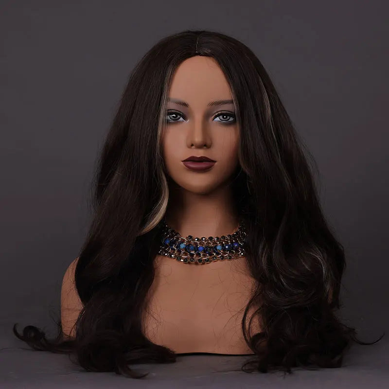 Cabeza de peluca femenina, maniquí de piel marrón claro, maquillaje realista, cabeza de maniquí, soporte para peluca, 1,8 kg/unidad, cabeza simulada de relleno de espuma para pelucas