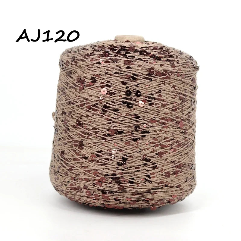Cooamuu-Hilo de lentejuelas de algodón de lujo, hilo para tejer a mano, 500G/bobina, 3MM + 6MM, accesorios de lentejuelas