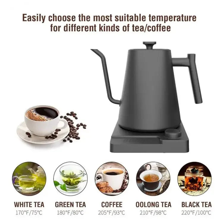 Hervidor eléctrico de cuello de cisne de 1200W con Control de temperatura, hervidor eléctrico para café y té, cafetera de 110v/220v