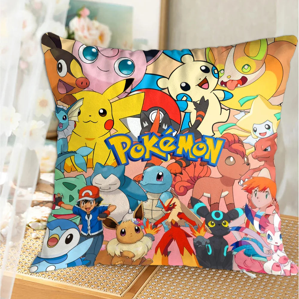 Funda para fundas de almohada Kawaii P-Pilkachuus, funda nórdica para almohada de 45x45, fundas para cojines, almohadas para dormir, decoración decorativa para el hogar