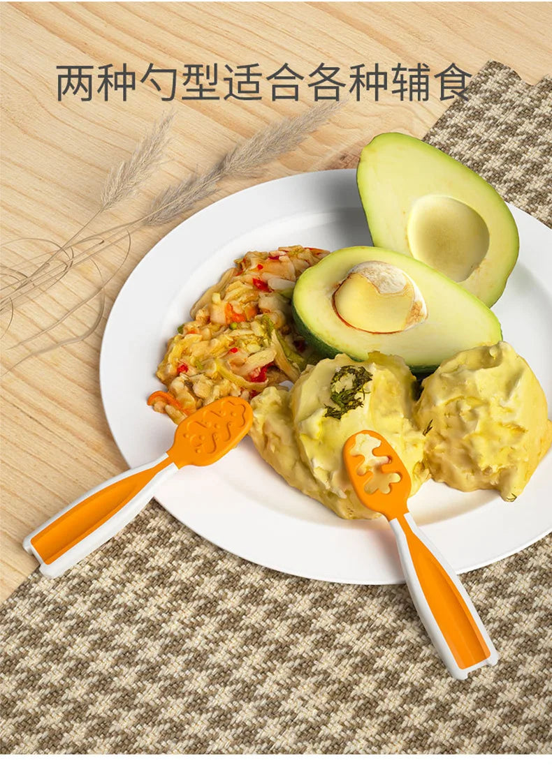 Cuchara de alimentación de bebé, cuchara de pasta de arroz, comida y entrenamiento perfectos para bebés, silicona de calidad alimentaria, cuchara de silicona sin BPA, 2 uds.