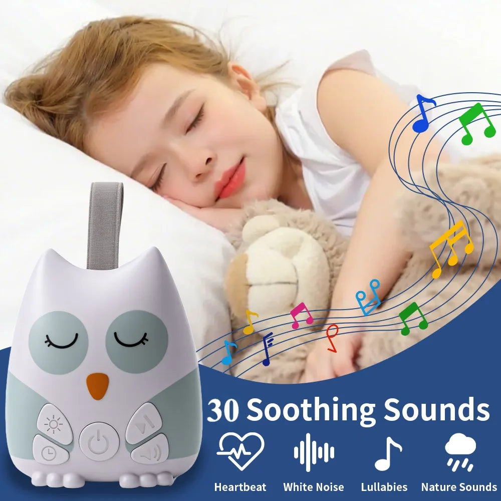 Máquina portátil de ruido blanco de búho para bebé 30, sonido Natural calmante, chupete para niños pequeños, ayuda cómoda para dormir, apto para viajes