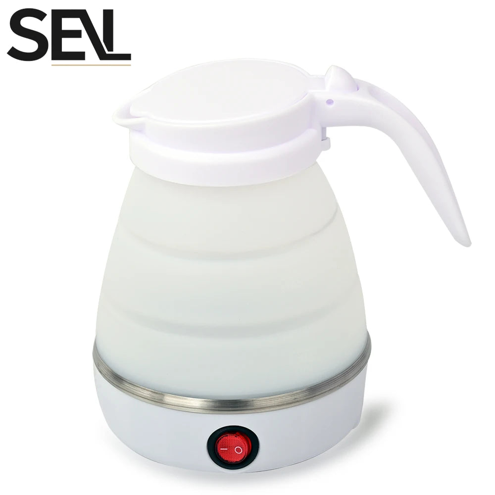 Mini Hervidor eléctrico plegable, Hervidor eléctrico portátil de 0,6l, calentador de agua de viaje para el hogar, compresión de silicona de 110V-220V