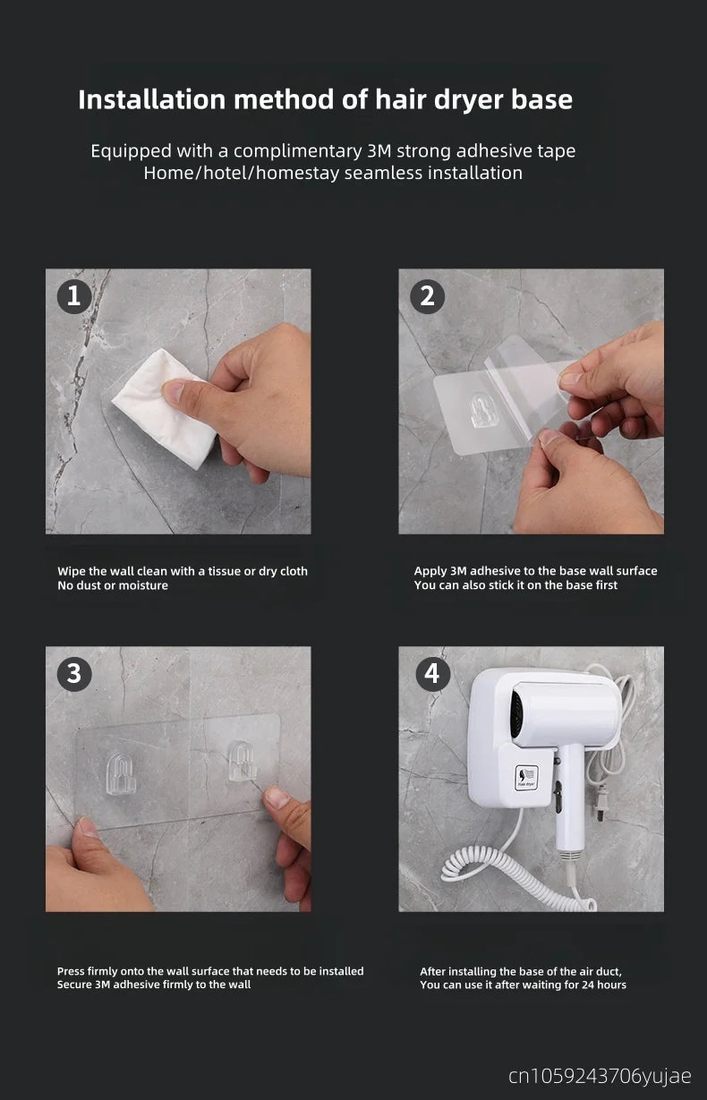 Secador de Pelo de Pared para Baño, de Alta Velocidad, Sin Perforaciones, para Hoteles Cinco Estrellas