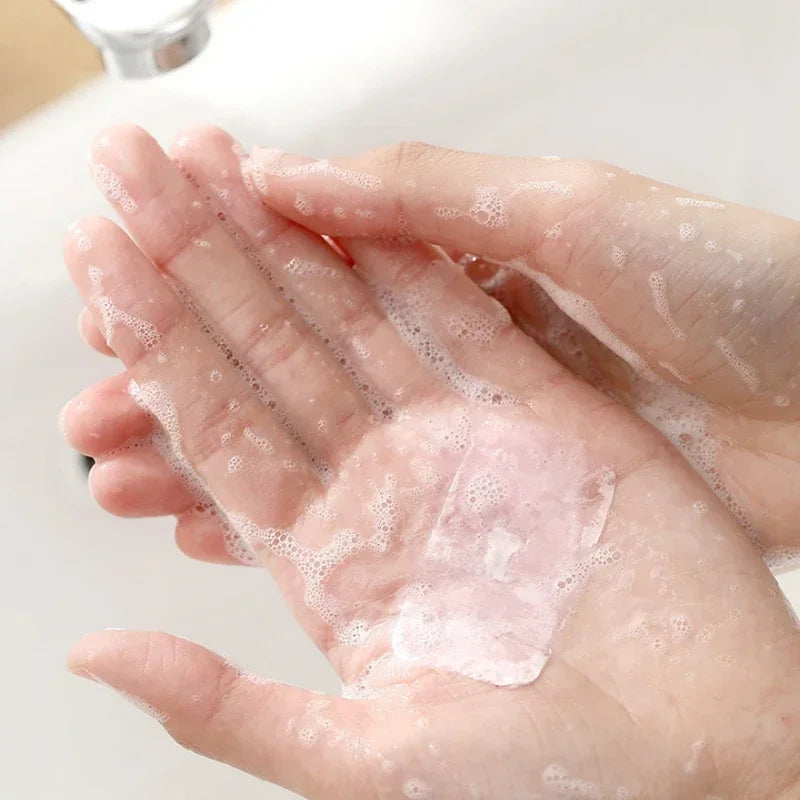 50-200 Piezas de Jabón de Papel Portátil Mini con Aroma a Fresa, Jabón de Manos Desechable, Jabón de Papel para el Cuidado de las Manos, Jabón de Limpieza, Artículos de Baño y Viaje