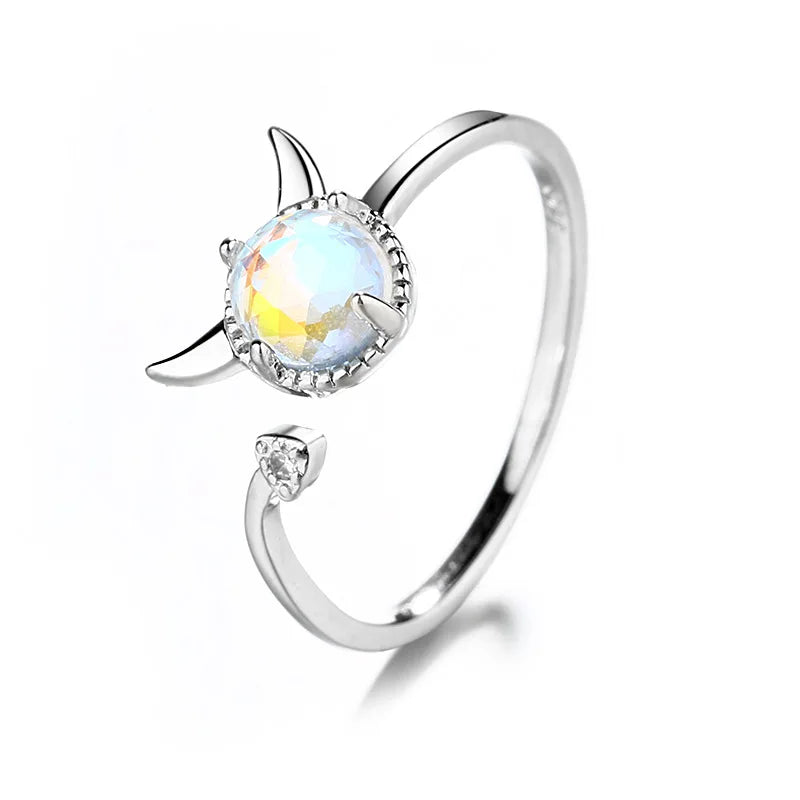 Anillo de Ópalo de Plata de Ley 925 para Mujer, Ajustable, para el Dedo Índice, Diseño Simple y Elegante, Joyería de Alta Gama, Regalo