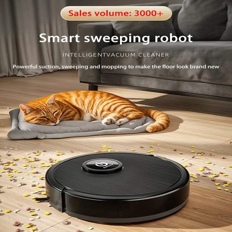 Robot Aspirador Inteligente 3 en 1, 6000Pa de Succión Potente, Función de Barrido y Fregado, Carga USB, Navegación Láser, para Pelo de Mascotas y Pisos Duros, Novedad 2026