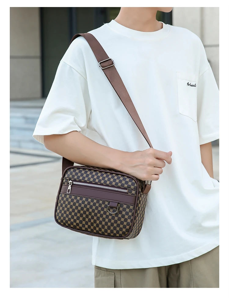 Bolso de hombro con estampado de moda para hombre, bandolera de mensajero de piel sintética, bolso de estilo Vintage para hombre, bolso de hombro, regalo para hombre