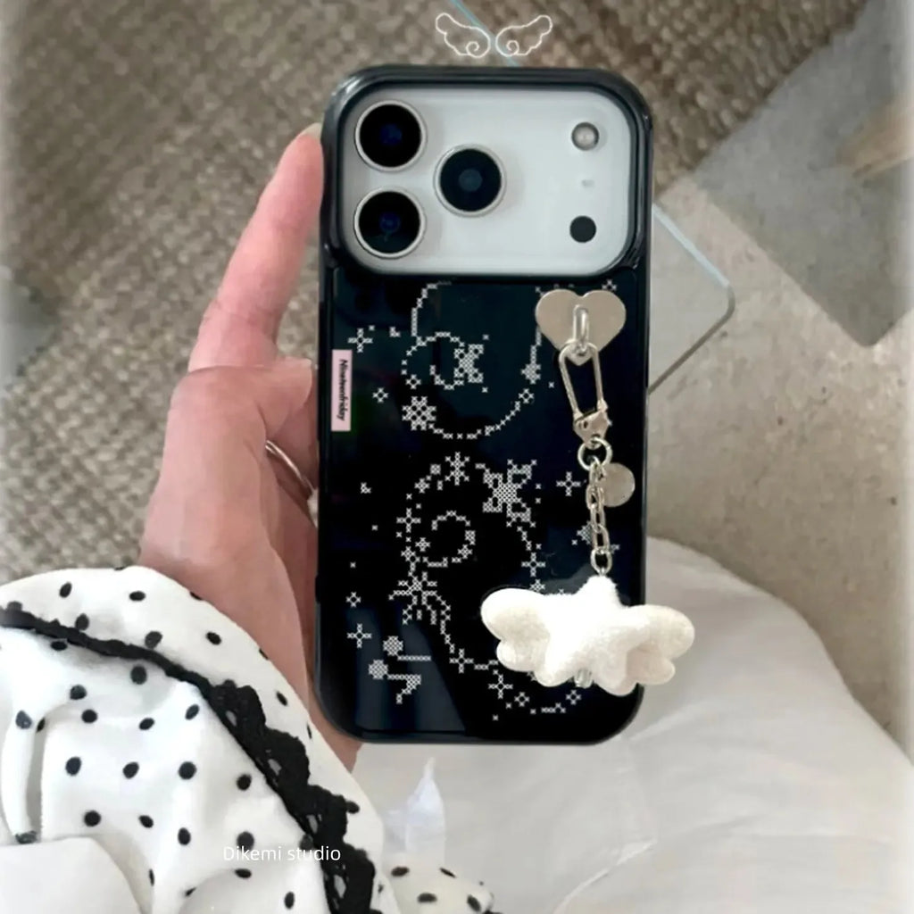 Funda de silicona a prueba de golpes con diseño de conejo coreano Ins Pixel y alas de ángel para iPhone 17 Air 16 15 14 Plus 13 12 11 Pro Max