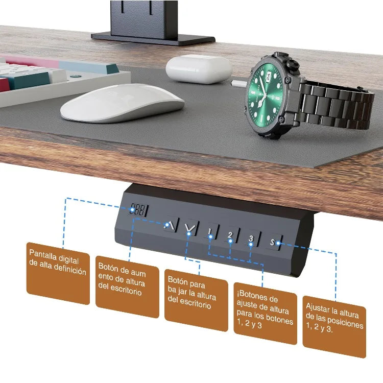 Escritorios de ordenador ajustables en altura, mesa de ordenador de pie, estación de trabajo de elevación moderna, gancho para auriculares, escritorio para juegos, escritorios de oficina en casa