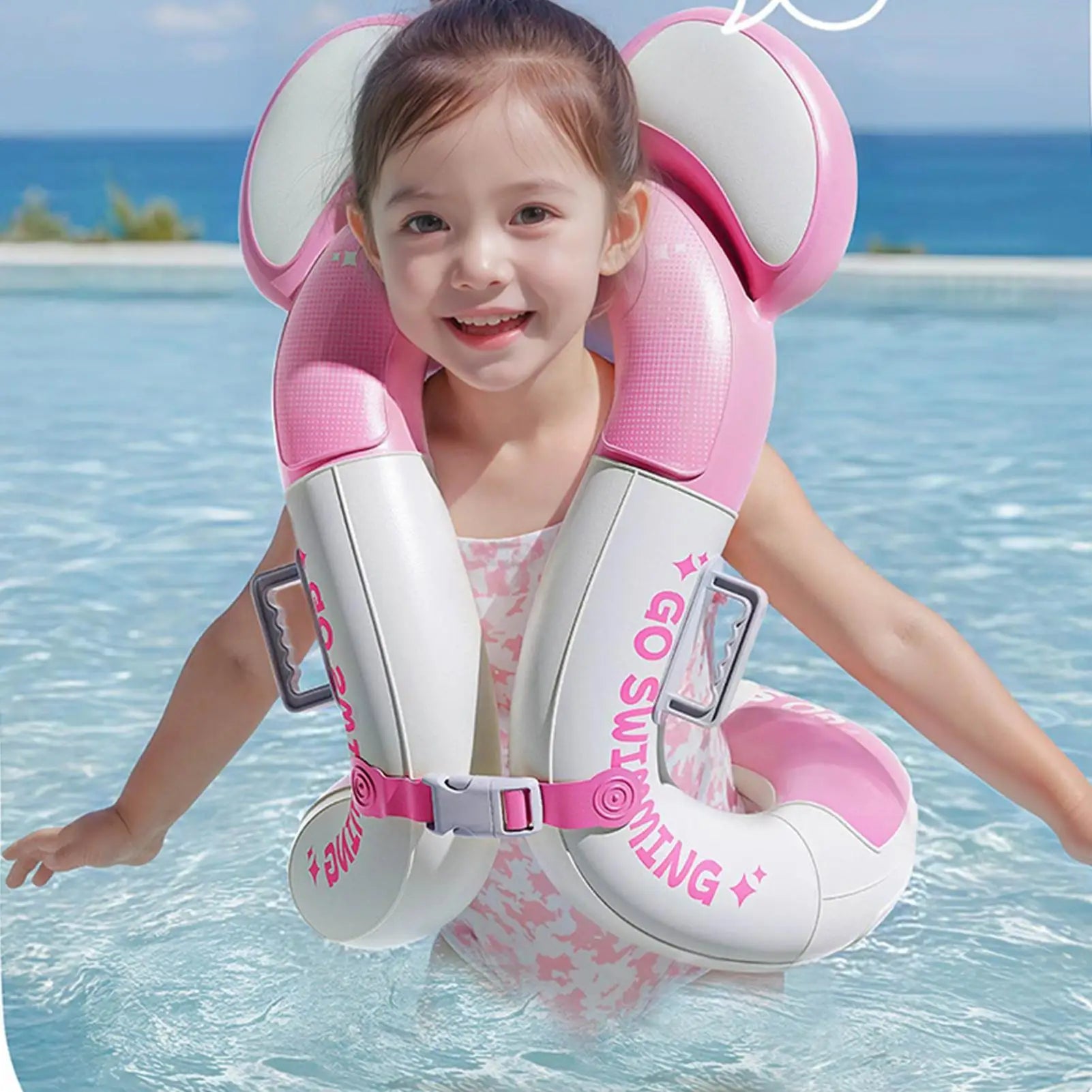 Chaleco de anillo de natación inflable con bolsas de aire dobles y hebilla de seguridad ajustable, flotador de piscina para niños, fiesta de juegos acuáticos