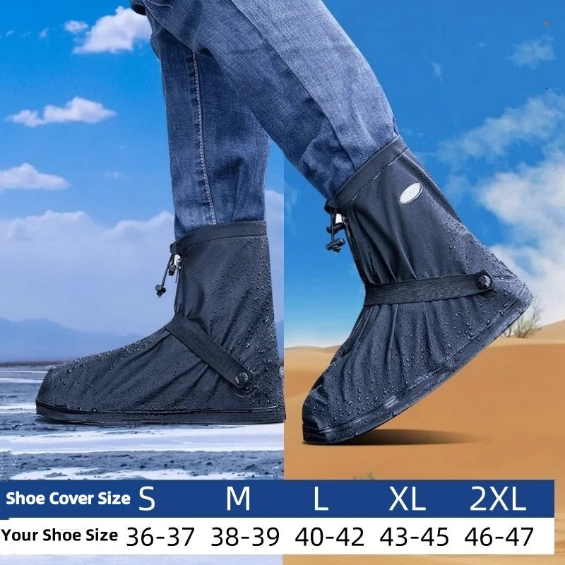 S-XXL reutilizable impermeable zapatos cubierta bota de agua ciclismo senderismo antideslizante PU cuero chanclos lluvia nieve arena zapatos protectores
