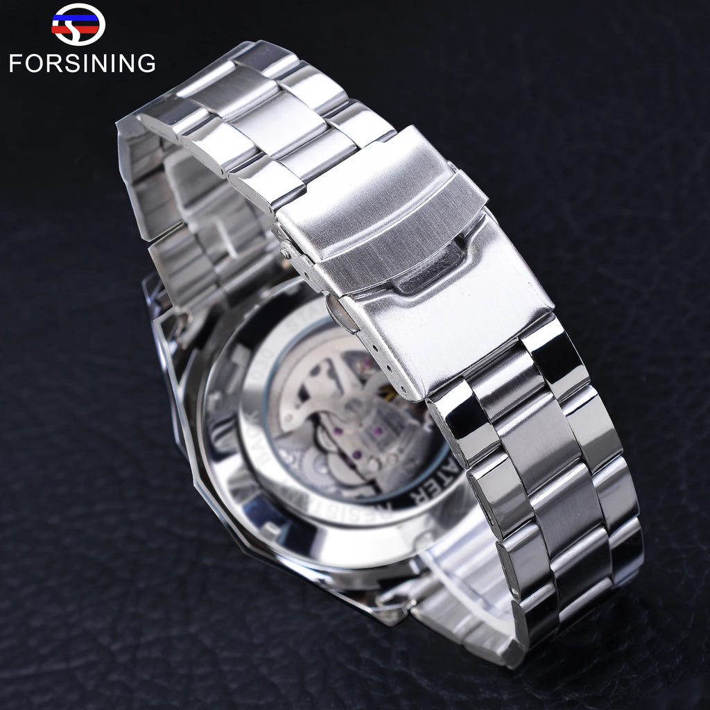 Forsining-Reloj de acero inoxidable 2021 para hombre, accesorio masculino de pulsera resistente al agua con esqueleto, de marca superior de lujo, transparente, deportivo