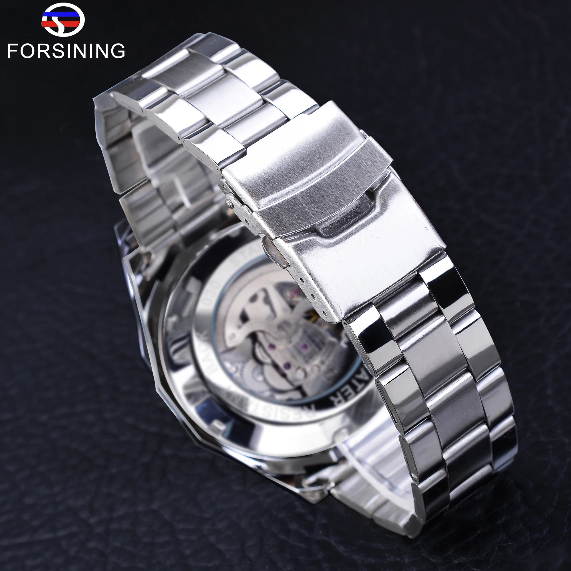 Forsining-Reloj de acero inoxidable 2021 para hombre, accesorio masculino de pulsera resistente al agua con esqueleto, de marca superior de lujo, transparente, deportivo