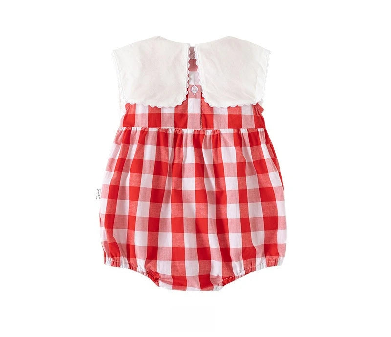 ZOETOPKID-Body para bebé de 0 a 24 meses, ropa sin mangas a cuadros con bordado Floral, de una pieza, para verano