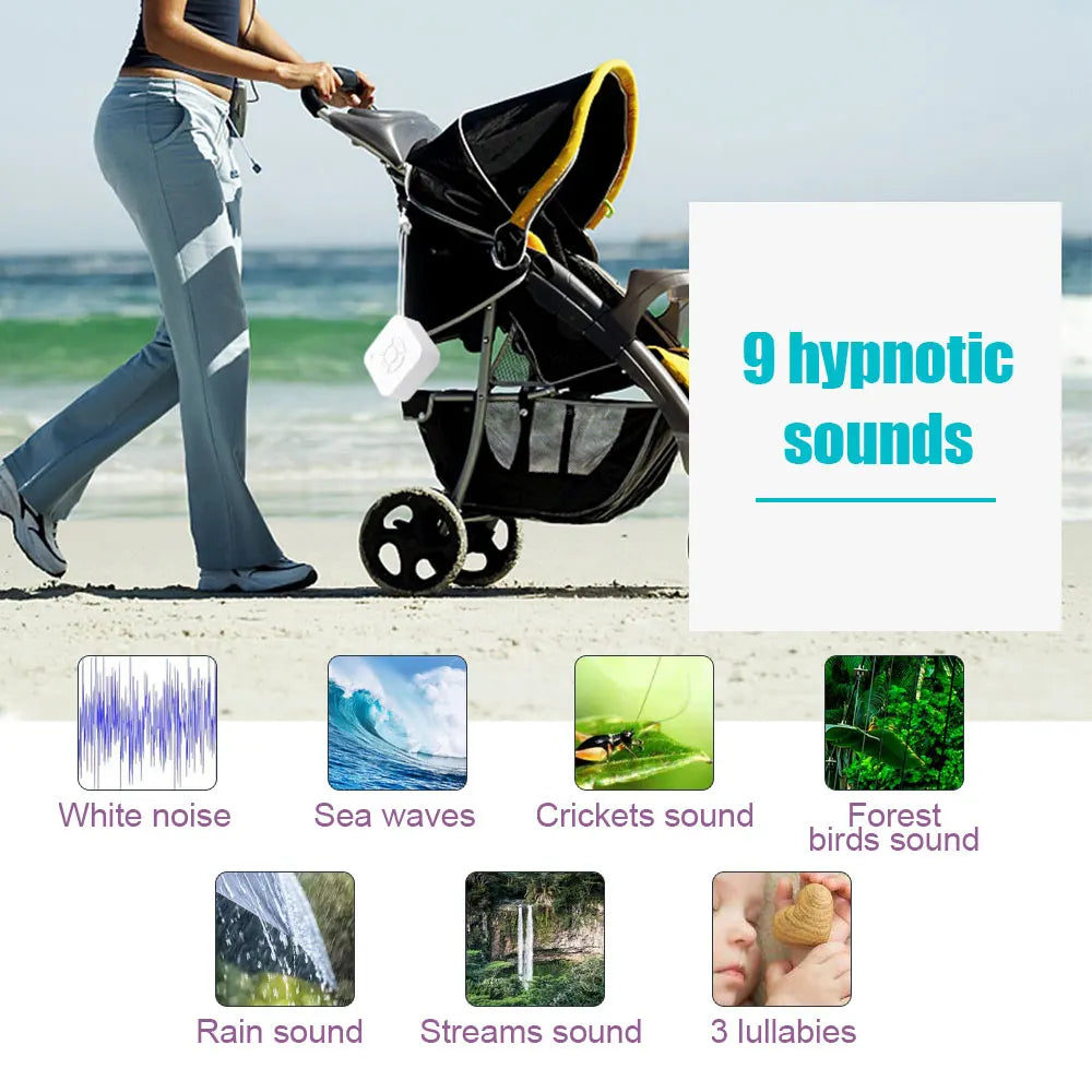 Mini máquina de sonido de ruido blanco, chupete para dormir con 9 sonidos relajantes, temporizador de luz de respiración, carga tipo C para bebé, hogar y oficina