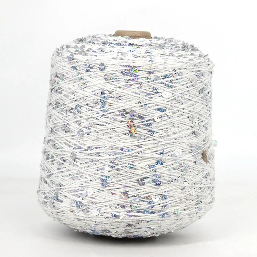Cooamuu-Hilo de lentejuelas de algodón de lujo, hilo para tejer a mano, 500G/bobina, 3MM + 6MM, accesorios de lentejuelas