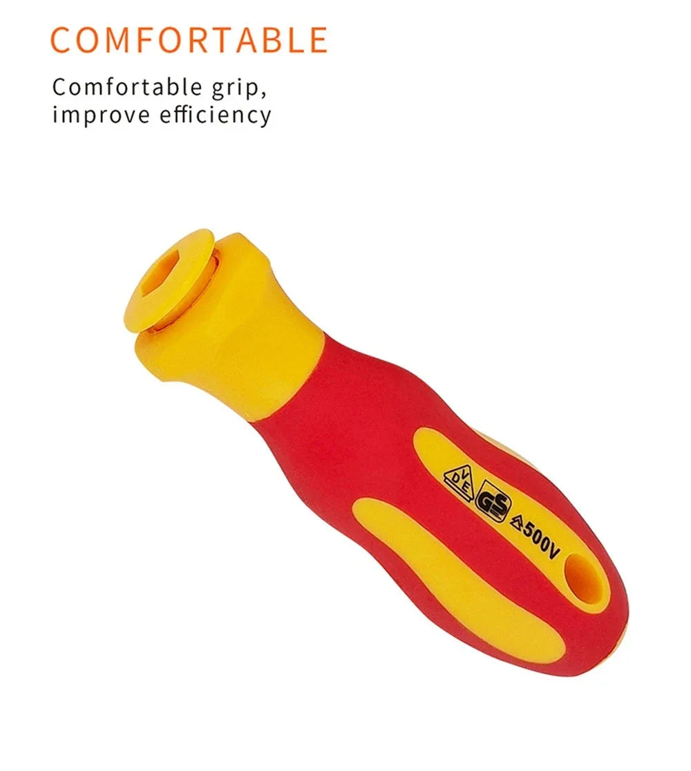Juego de 10 Destornilladores Aislados VDE 500V, con Puntas Magnéticas Intercambiables y Estuche, para Electricistas Profesionales y Domésticos