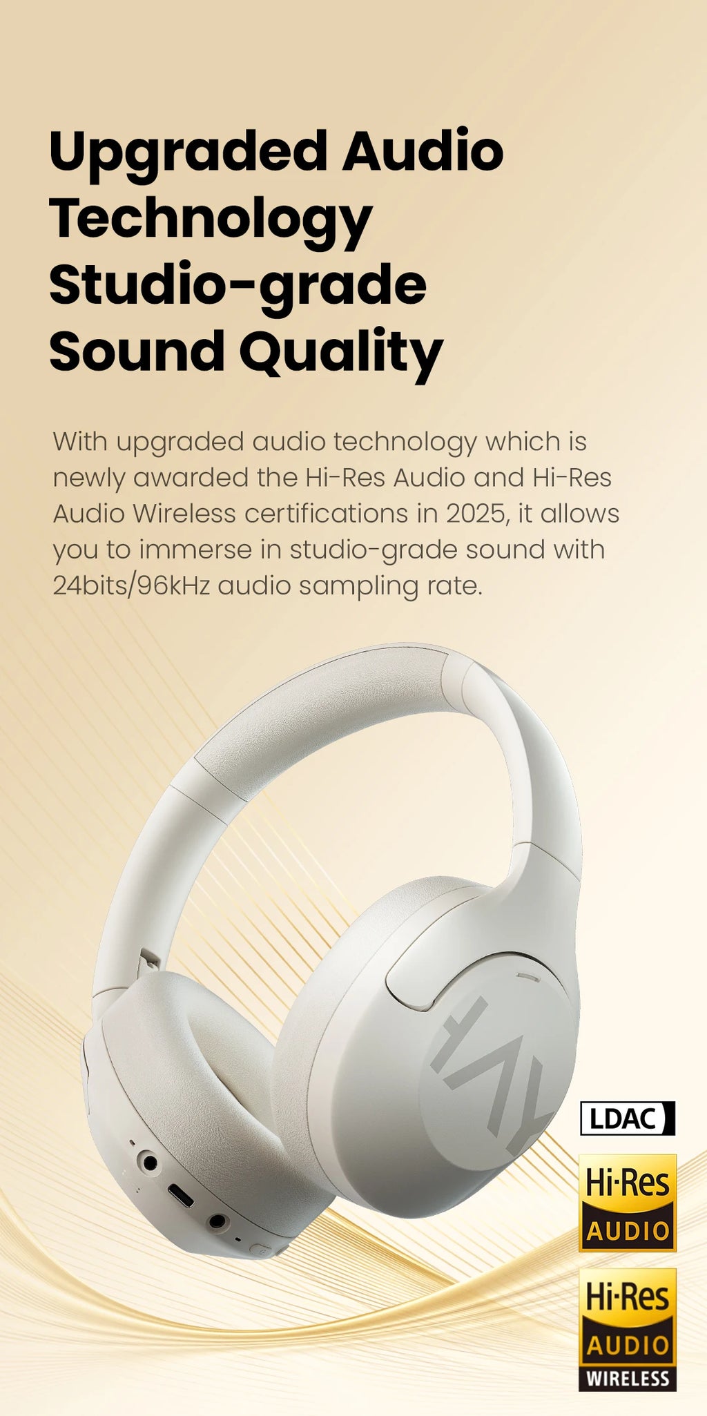 HAYLOU S30 Auriculares Inalámbricos Bluetooth 5.4 43dB Auriculares Adaptativos con Cancelación de Ruido 40mm Driver 80H Playtime